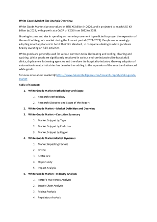 White Goods Market Demand Report 2022
