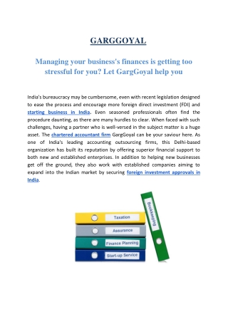 Managing your business's finances is getting too stressful for you Let GargGoyal help you