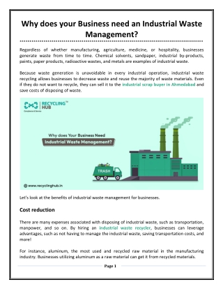 Why Does Your Business Need Industrial Waste Management?