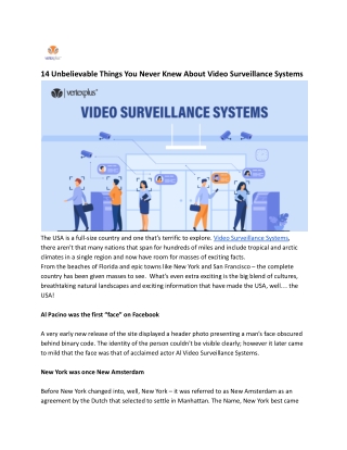 14 Unbelievable Things You Never Knew About Video Surveillance Systems