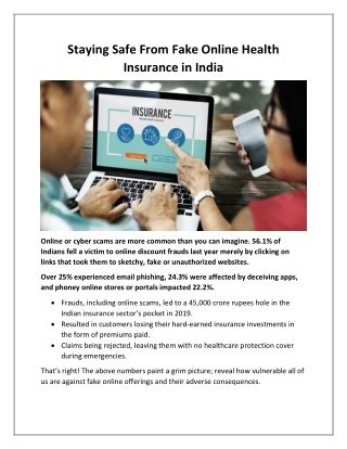 Staying Safe From Fake Online Health Insurance in India