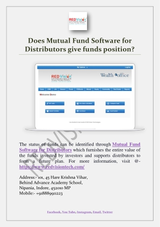 Does Mutual Fund Software for Distributors give funds position