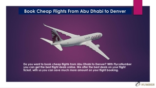 Book Cheap Flights from Abu Dhabi to Denver  1-866-579-8033