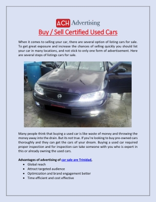Buy / Sell Certified Used Cars