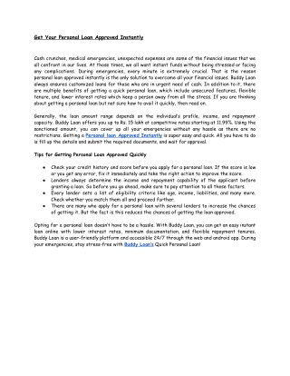 Get Your Personal Loan Approved Instantly