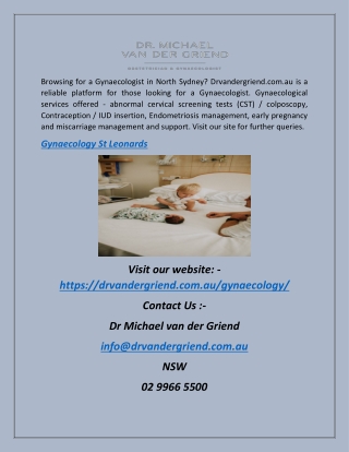 Gynaecology St Leonards | Drvandergriend.com.au