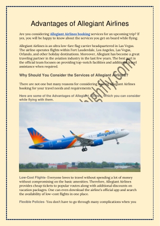 Advantages of Allegiant Airlines