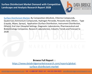 Surface Disinfectant Market Demand with Competitive Landscape and Analysis Research Report 2028