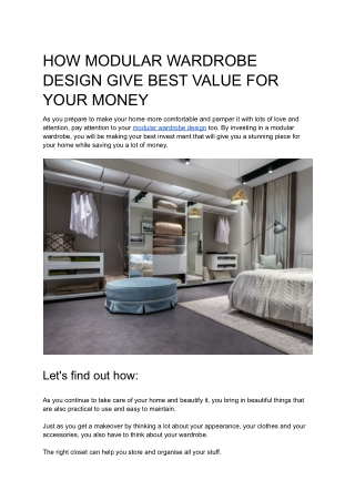 HOW MODULAR WARDROBE DESIGN GIVE BEST VALUE FOR YOUR MONEY