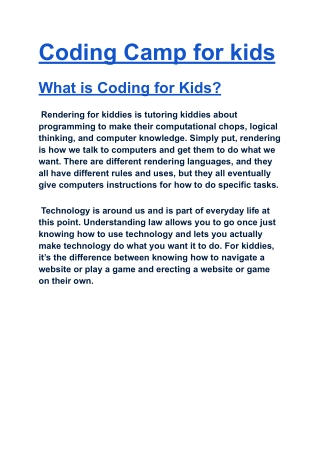 Coding Camp for kids