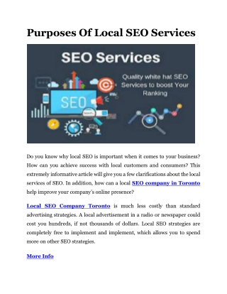 Purposes Of Local SEO Services