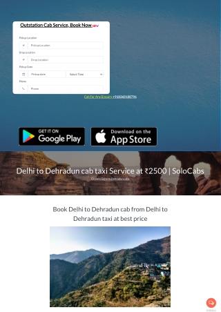 Delhi to Dehradun cab taxi Service at ₹2500 _ SoloCabs