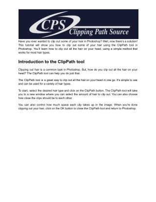 Clipping path around hair in photoshop