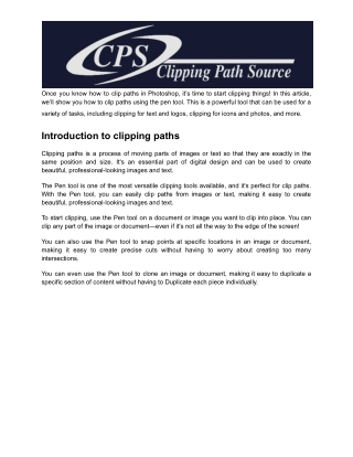 Clipping path using pen tool photoshop