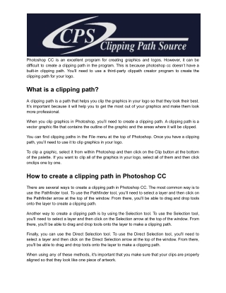 Creating a clipping path in photoshop cc