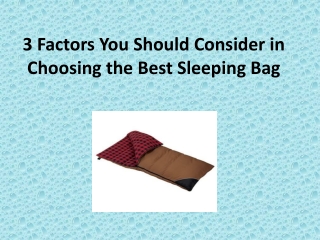 3 Factors You Should Consider in Choosing the Best Sleeping