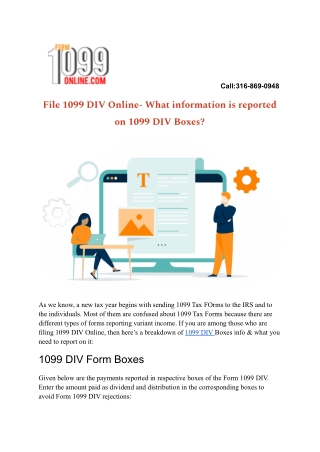 IRS 1099 DIV form | Efile 1099 DIV | 1099 DIV Form | Efile Form 1099 DIV