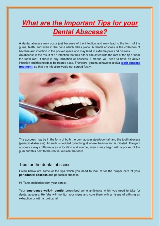 What are the Important Tips for your Dental Abscess