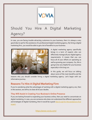 Should You Hire A Digital Marketing Agency