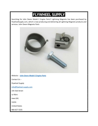 John Deere Model E Engine Parts  Flywheel-supply.com