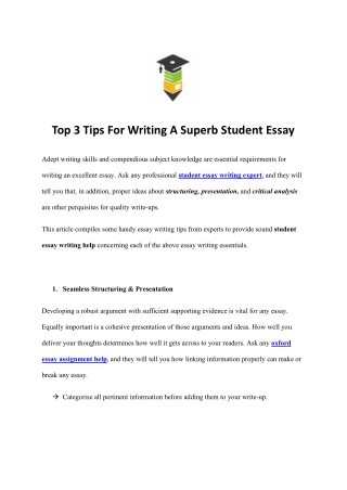 Top 3 Tips For Writing A Superb Student Essay