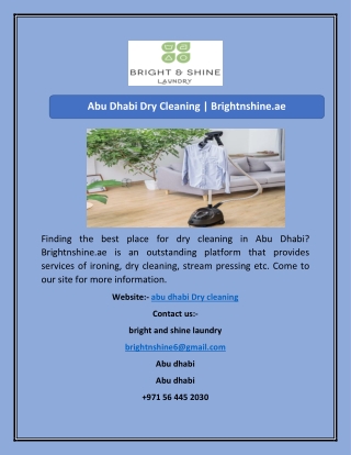 Abu Dhabi Dry Cleaning  Brightnshine.ae