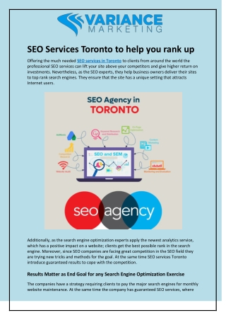 SEO Services Toronto to help you rank up