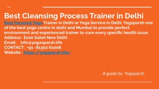 Best Cleansing Process Trainer in Delhi