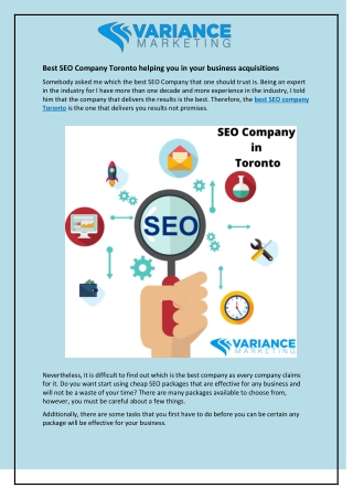 Best SEO company Toronto helping you in your business acquisitions