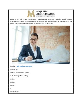Sole Trader Accountant  Majesticaccountants.com