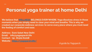 Personal yoga trainer at home Delhi