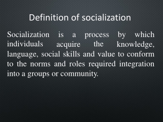 socialization and its agents