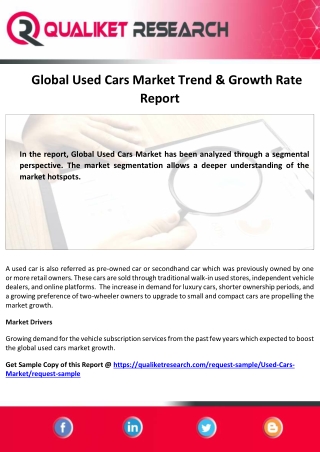 Global Used Cars Market  Size, Top Manufacturers, Segmented by, Growth Rate