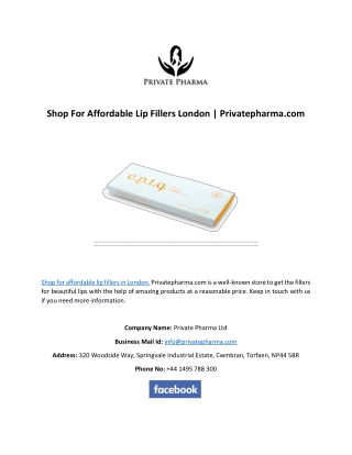 Shop For Affordable Lip Fillers London | Privatepharma.com