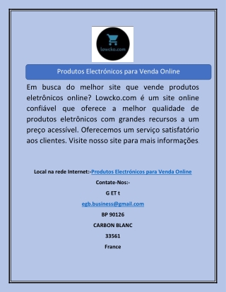 Produtos Electrónicos para Venda Online