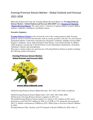 Evening Primrose Extract Market - Global Outlook and Forecast 2022-2028-converted