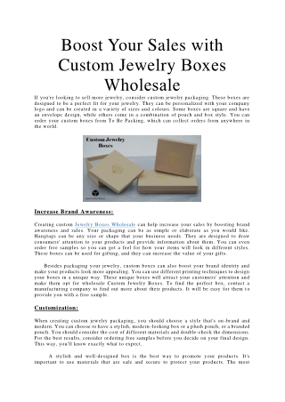 Boost Your Sales with Custom Jewelry Boxes Wholesale