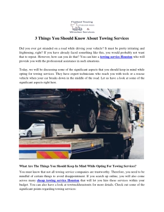 3 Things You Should Know About Towing Services