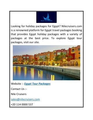 Egypt Tour Packages  Nilecruisers.com