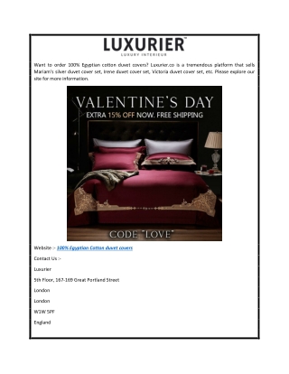 100% Egyptian Cotton Duvet Covers  Luxurier.co