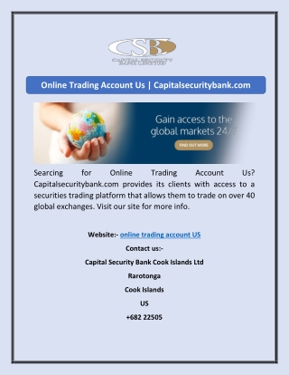 Online Trading Account Us Capitalsecuritybank