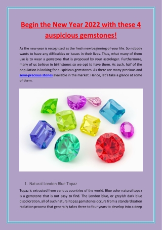 Begin the New Year 2022 with these 4 auspicious gemstones