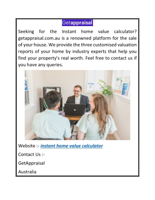 Instant Home Value Calculator  Getappraisal.com.au