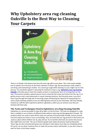 Looking For A Quick Upholstery area rug cleaning Oakville Process?