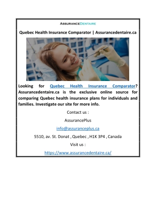 Quebec Health Insurance Comparator | Assurancedentaire.ca