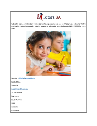 Experienced Maths Tutor in Adelaide