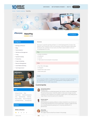 RAZORPAY REVIEWS  PAYMENT GATEWAY SOFTWARE REVIEWS