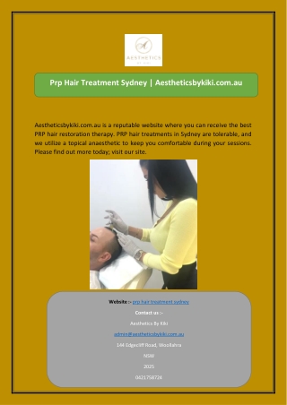 Prp Hair Treatment Sydney  Aestheticsbykiki.com.au