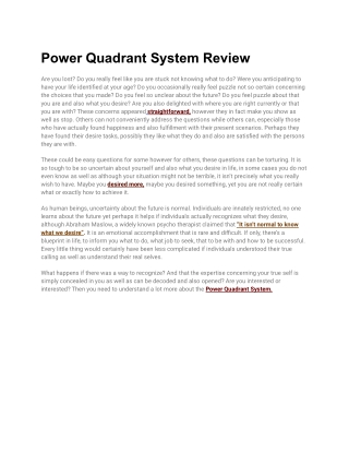 _Power Quadrant System Review