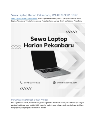 Sewa Laptop Harian Pekanbaru, WA 0878 9381 1922